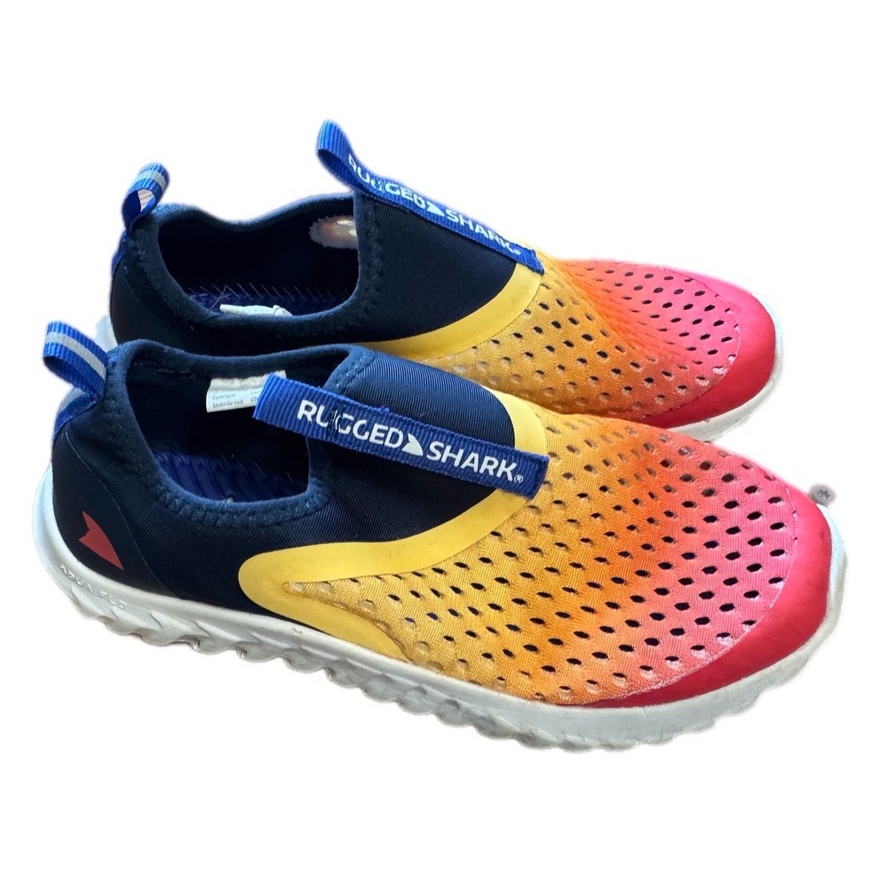 Rugged Shark Water Shoes Kids Size 2 Multicolor Excellent Sunset Mesh Slip On